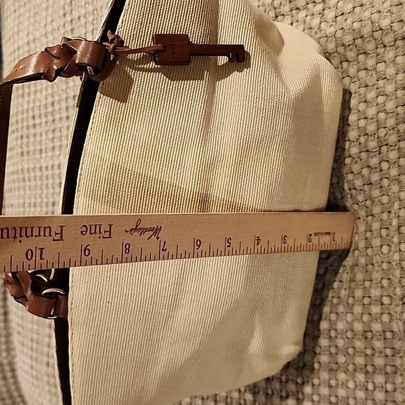 Fossil top handle canvas bag with leather handles - Picture 6 of 9